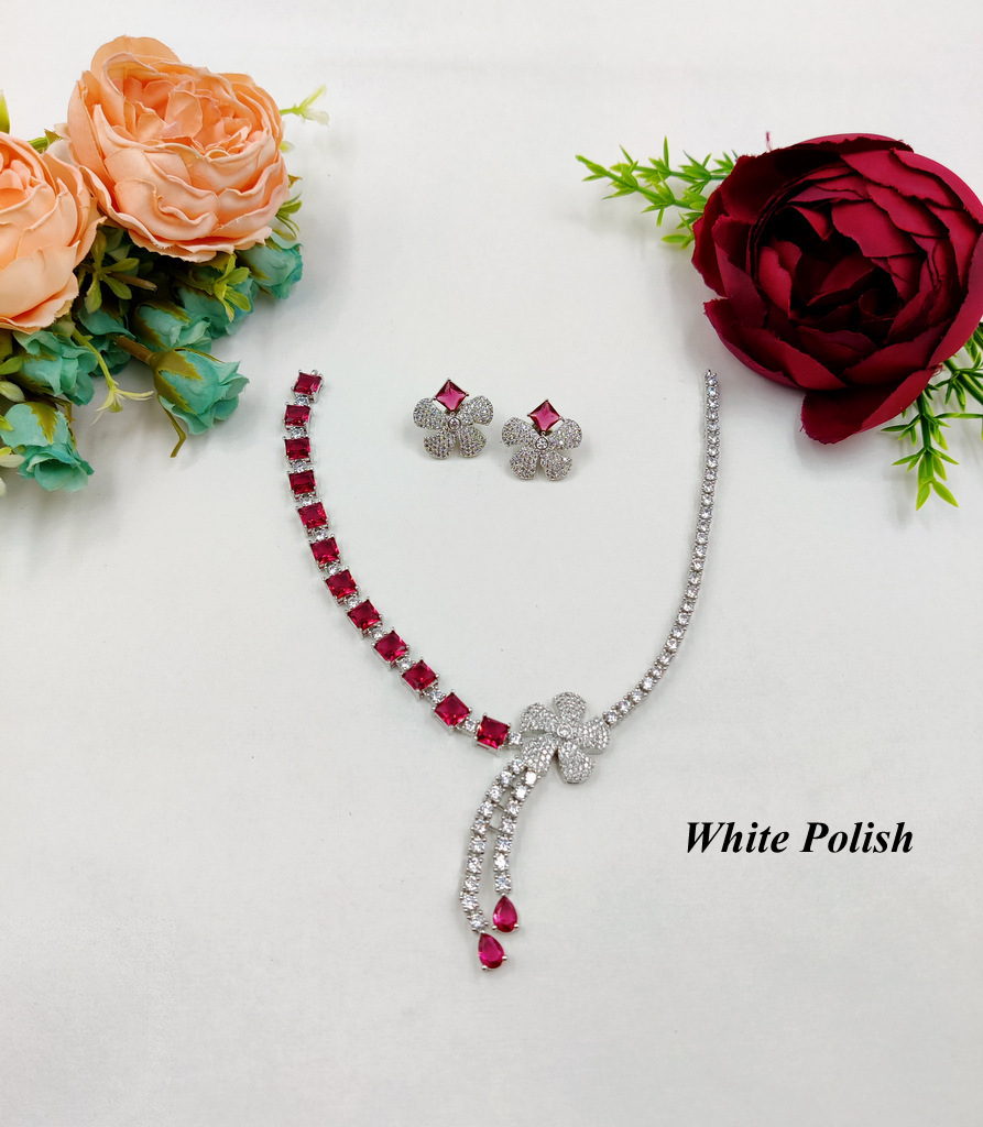 Designer Necklace Set - Copper Alloy With Aaa Star Cut American Diamonds | Imitation Jewelry For Weddings, Anniversaries, And Everyday Elegance