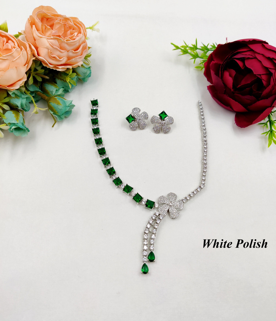 Designer Necklace Set - Copper Alloy With Aaa Star Cut American Diamonds | Imitation Jewelry For Weddings, Anniversaries, And Everyday Elegance