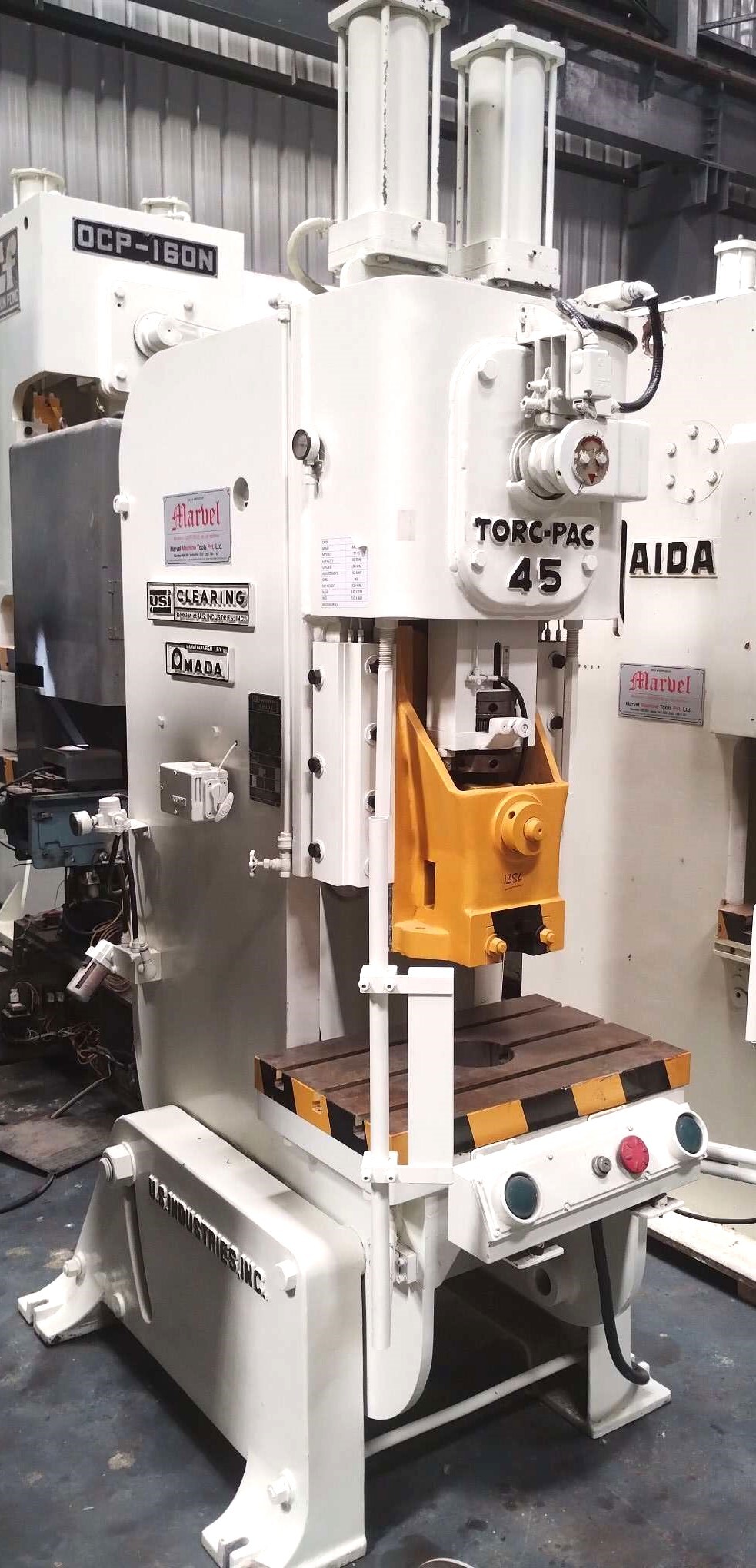 1386 Amada C Frame Single Crank Press - 45 Ton Capacity, 100mm Stroke, 710 X 460mm Bed Size, 330 X 290mm Ram Size, 50mm Adjustment, 45 Spm