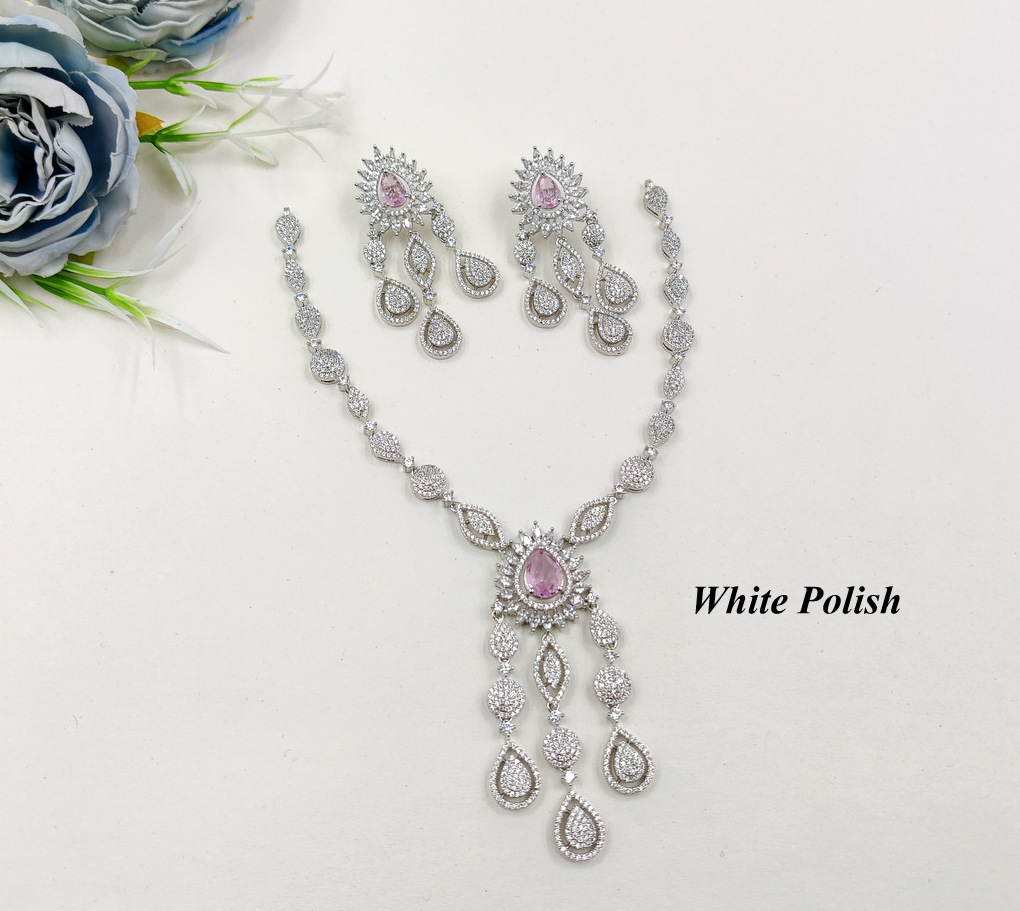 Delicate American Diamond Necklace - Gender: Women