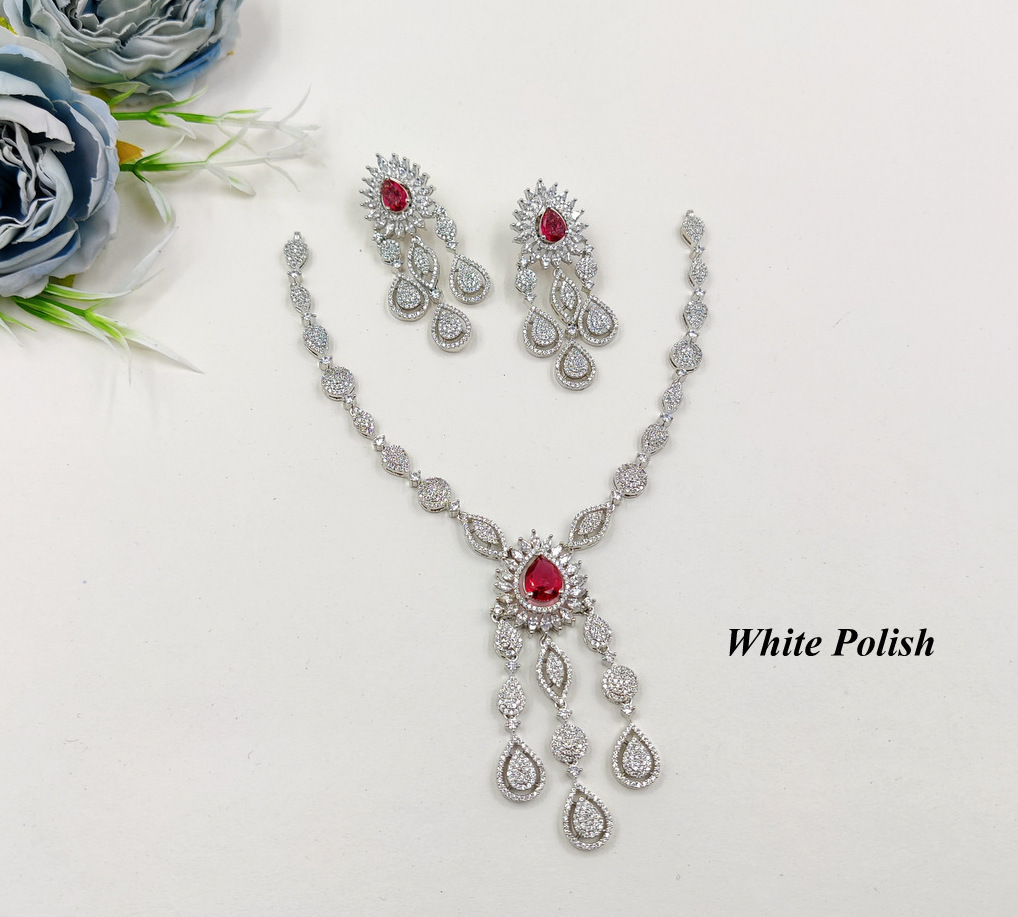 Delicate American Diamond Necklace - Gender: Women