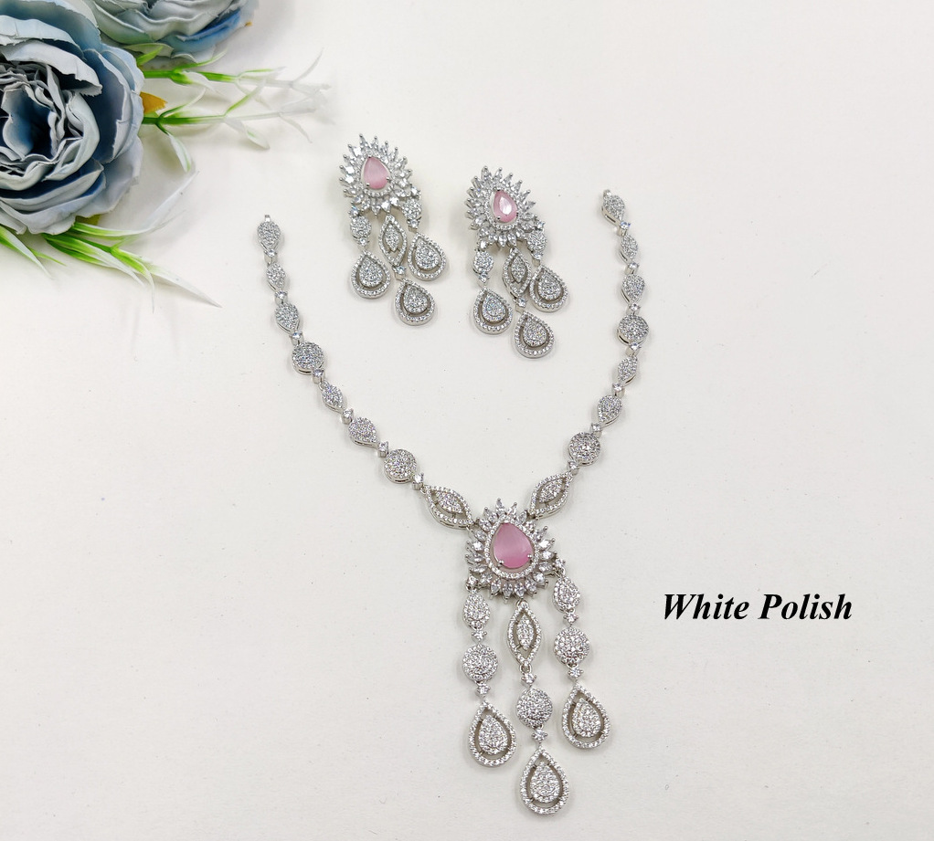 Delicate American Diamond Necklace - Gender: Women