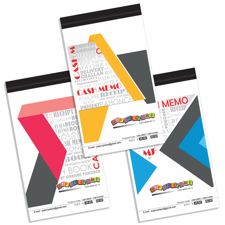 Cash Memo No.12 100 Pages Sb - Soft Bound, 18.5x11 Cms, Multicolor Printing | 100 Printed + 100 Plain Pages, Rectangular Design, 96 Pieces