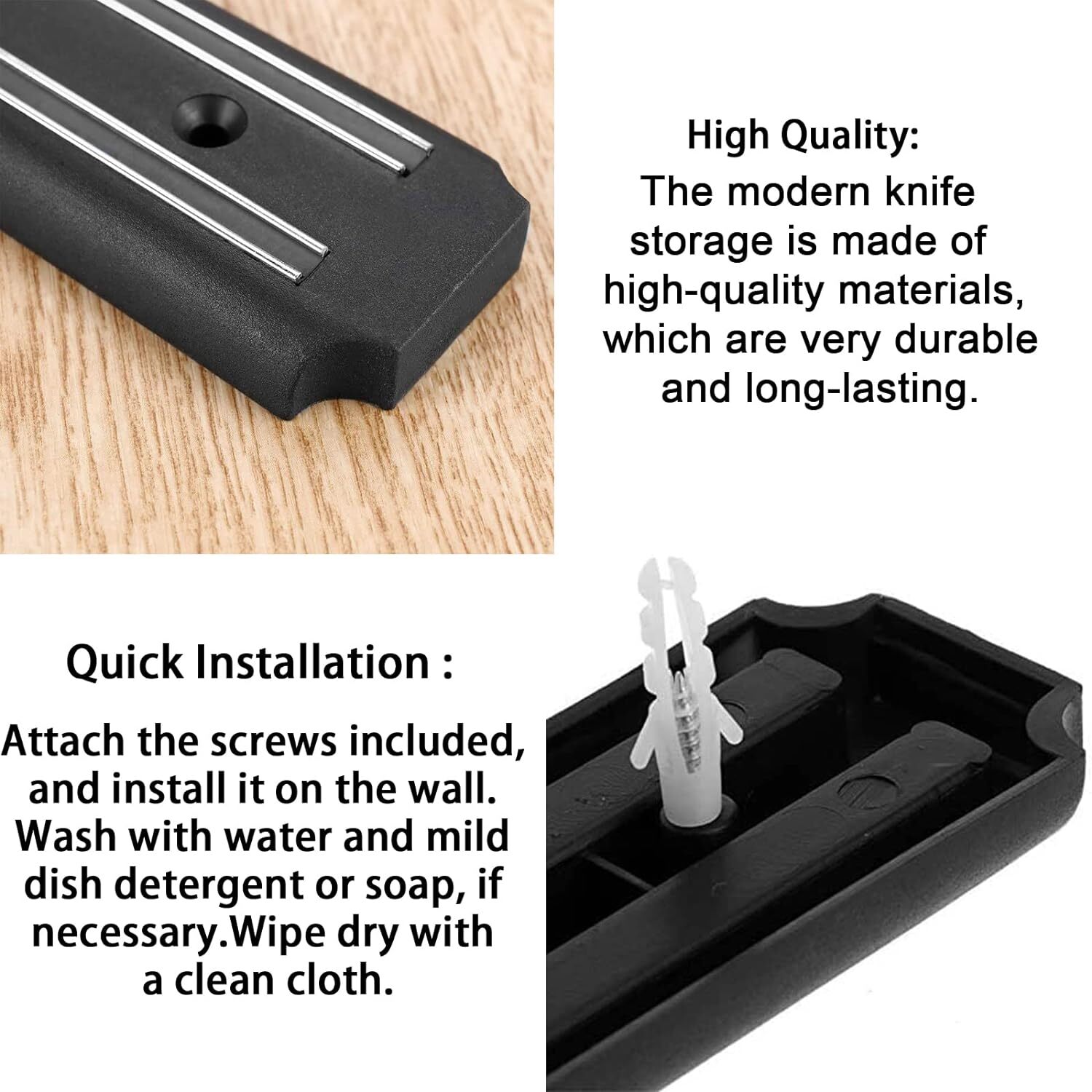 Magnetic Knife Holder Bar - Color: Black