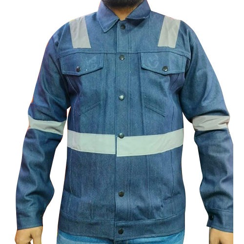 Industrial Denim Jacket - Denim Fabric, Classic Blue Color | Versatile for All Seasons, Durable Design for Men of All Ages