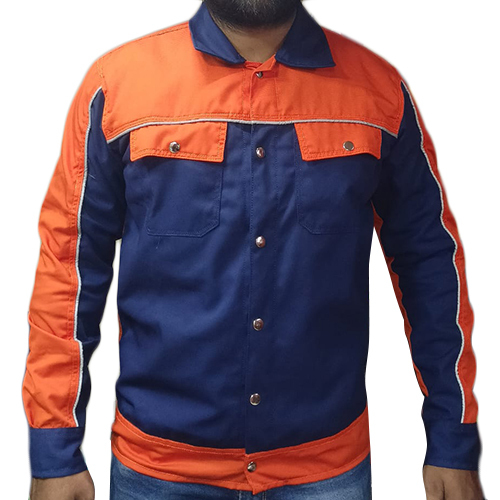 Cotton Safety Jacket - Color: Blue And Orange