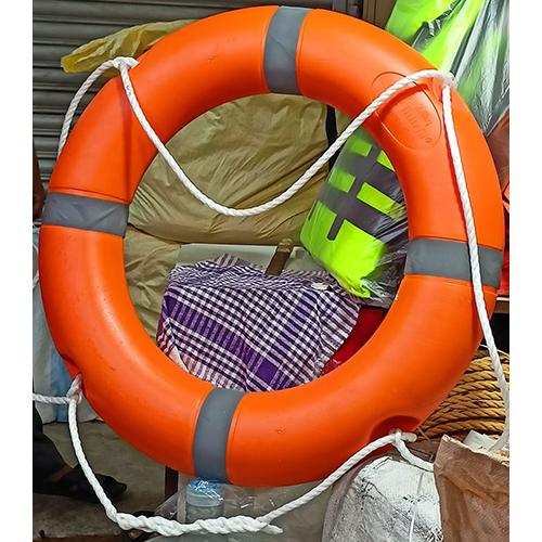 Round Shape Lifebuoy Ring - Fireproof PVC, Waterproof , Bright Orange with Manual Inflator, Commercial Use, Reliable Warranty