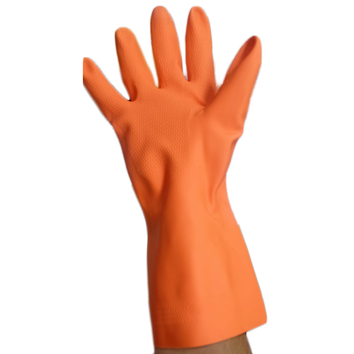 Rubber Gloves - Full Finger Design, Bright Orange Color | Quick Dry, Waterproof for Kitchen and Daily Use