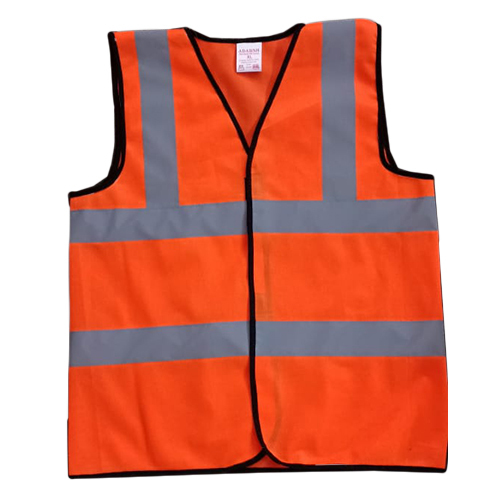 High Visibility Reflective Safety Vest - Durable Polyester, Unisex V-Neck Design, Bright Orange Color with Reflective Strips for Day/Night Safety