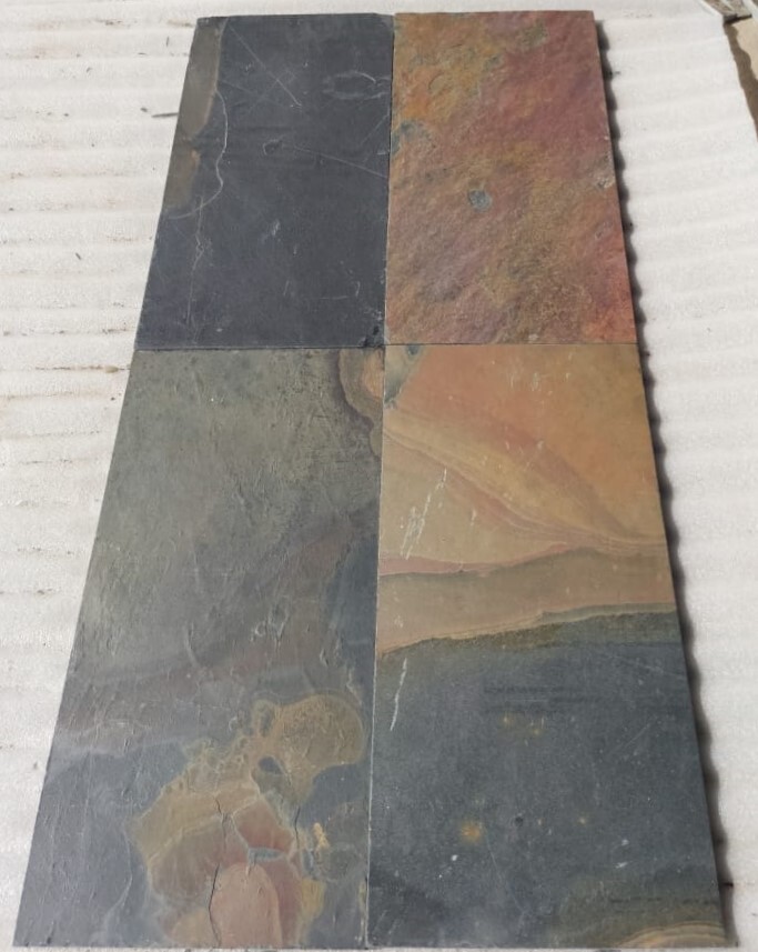 Natural Indian Jak Multicolor Rustic Slate Stone - Size: 30x30 Cm