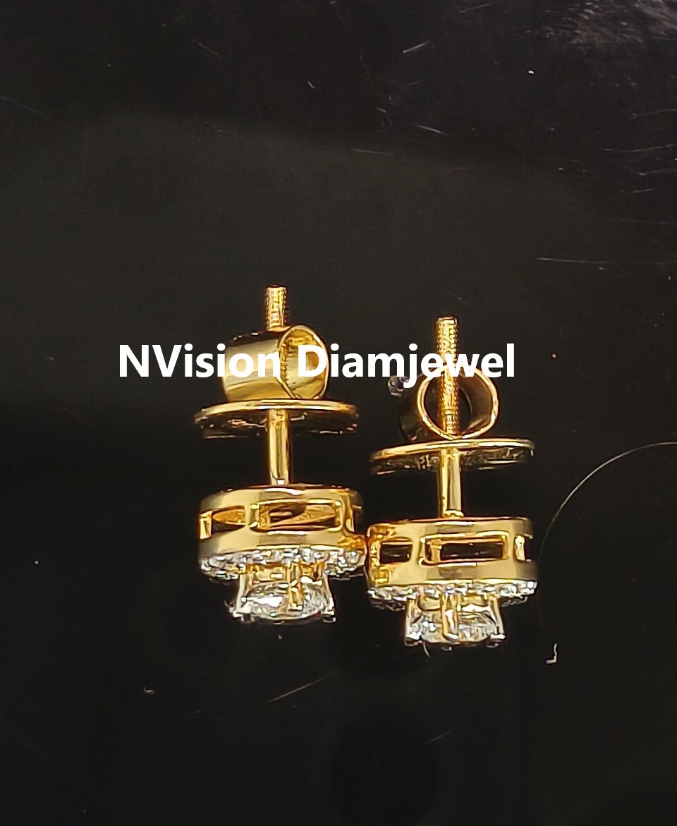 Celestial Halomesmerizing Solitaire Natural Diamonda Studs - Diamond Carat Weight: 0.92 Carat
