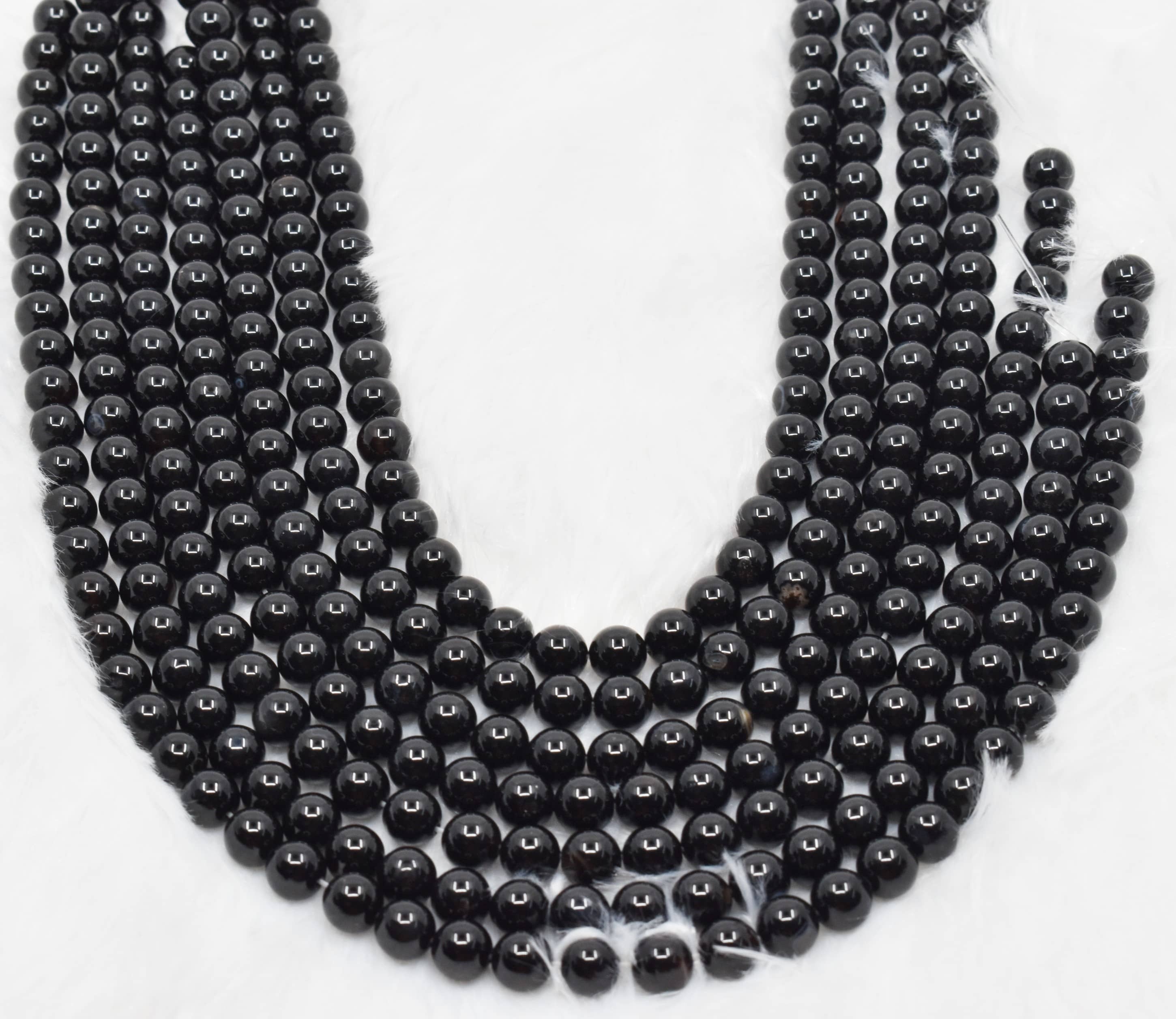 Black Onyx Beads - 14.5 Inches Polished Round Gemstone Beads In 4mm To 16mm Sizes 100% Natural And Unique