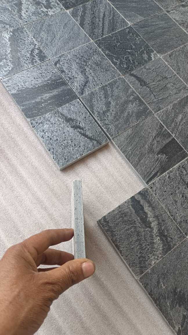 Honed And Brushed Silver Grey Quartzite Slate - Size: 100x100 Mm