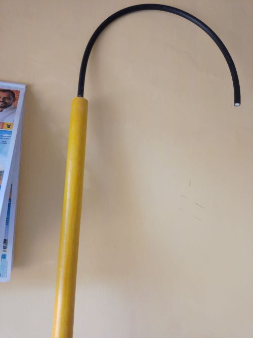 Electrical Rescue Hook - Fiberglass Epoxy 6 Ft Length Yellow Color | Insulated Design For High Voltage Safety Up To 45 Kv Capacity