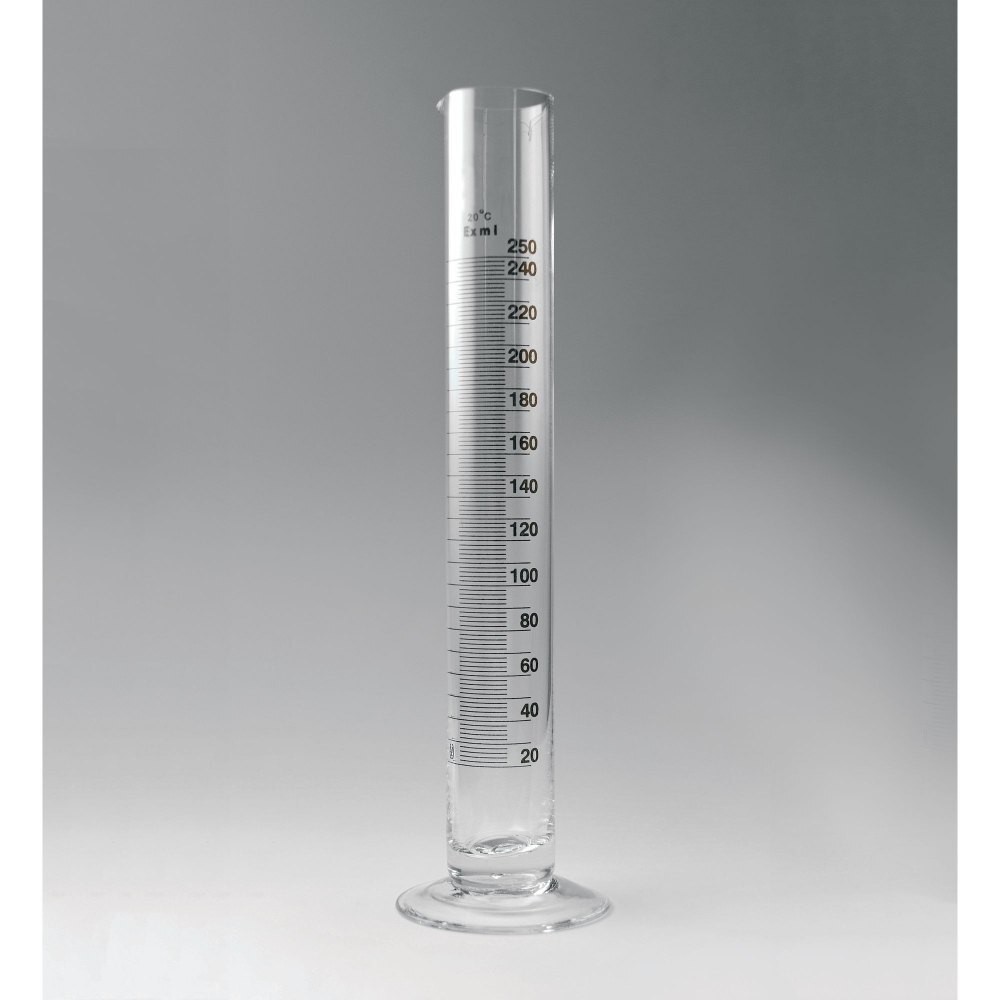 Measuring Cylinder 250ml - Glass, 250ml Capacity, Transparent | Ideal For Accurate Liquid Measurement In Laboratory Use
