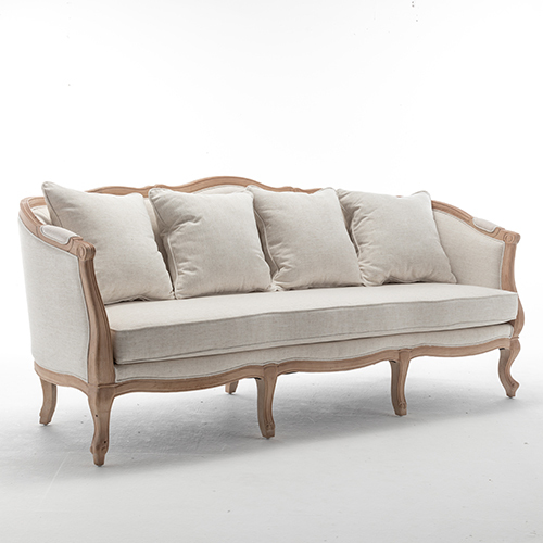 Mf-1121-3S America Oak Wood With Linen Fabric Lounge Sofa Wedding Furniture Sofa - Assembly: No Assembly Required