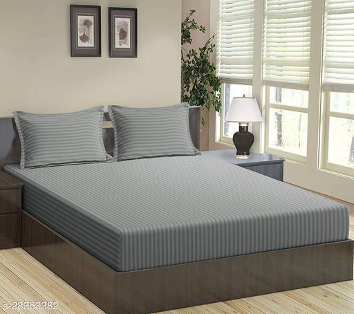 Multicolor Satin Stripes Printed Bed Sheets