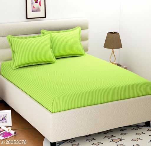 Multicolor Satin Stripes Printed Bed Sheets