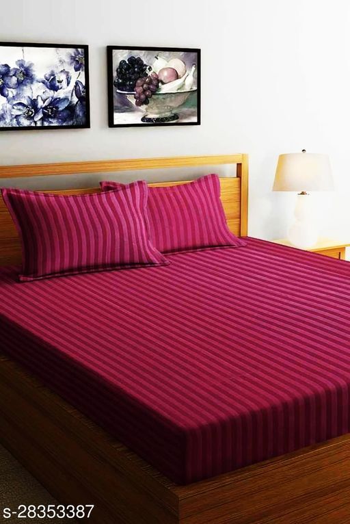Multicolor Satin Stripes Printed Bed Sheets