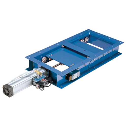 Pneumatic Slide Gate Valve - Stainless Steel, Various Sizes | 240V Voltage, Low Pressure KSI, Silver and Blue Design