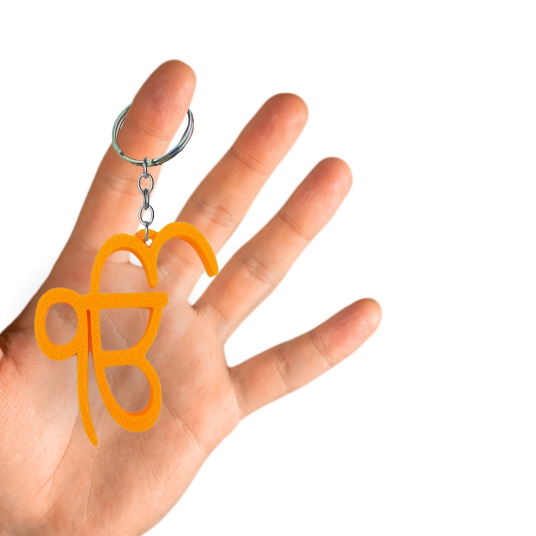 Customized 3d Printed Spiritual Keychains - Durable Steel With Chrome Plating, High-quality Plastic Symbol, Elegant Orange Design