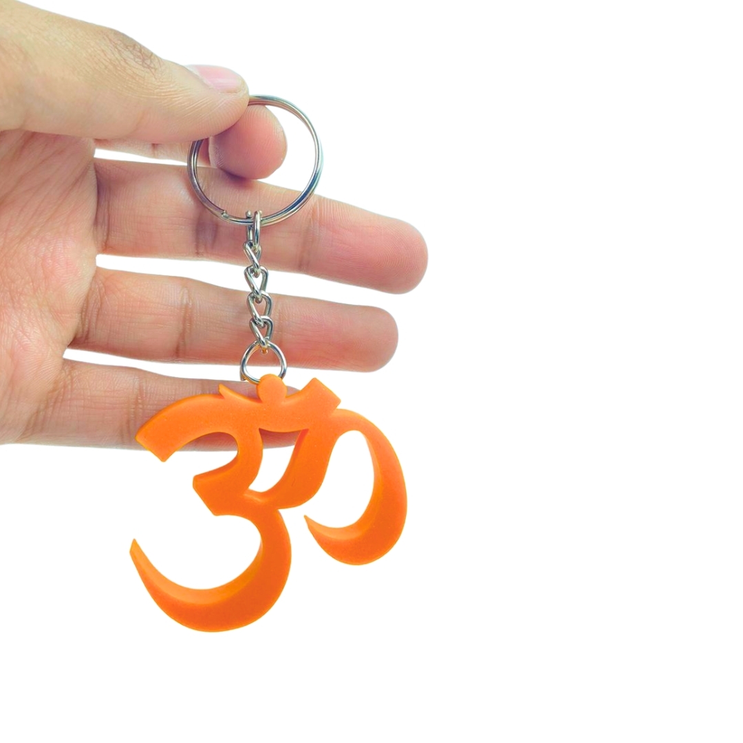 Customized 3d Printed Spiritual Keychains - Durable Steel With Chrome Plating, High-quality Plastic Symbol, Elegant Orange Design