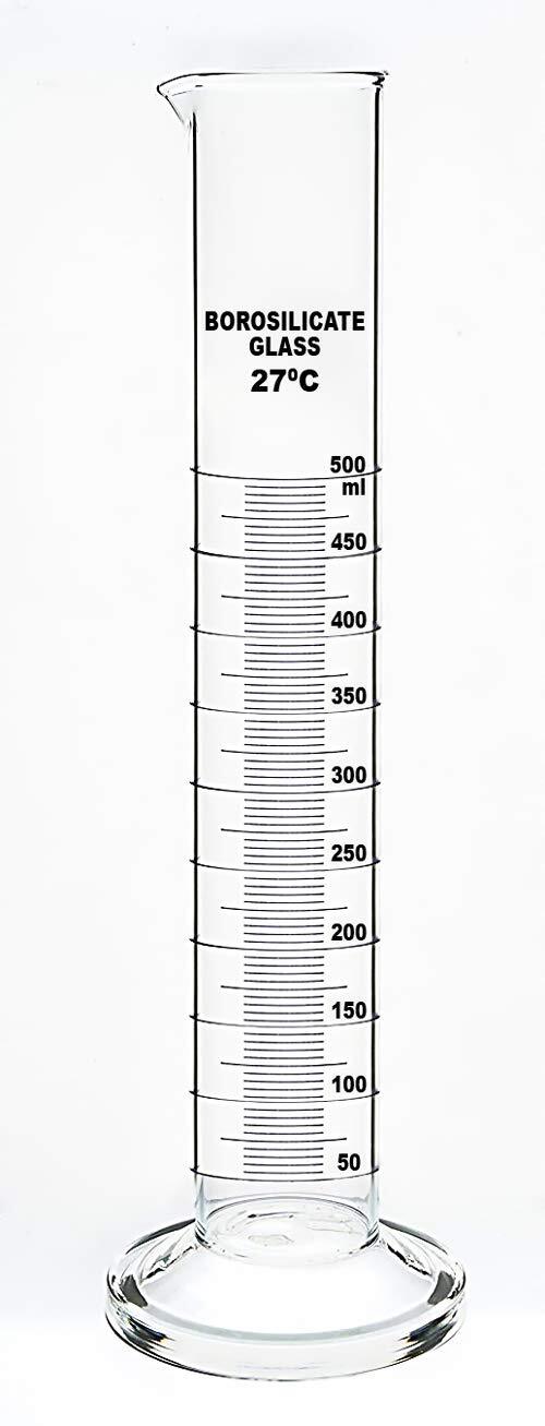 Measuring Cylinder 500ml - Glass Material, 500ml Size, Transparent Color | Liquid Measure, Cylindrical Design, Durable And Accurate