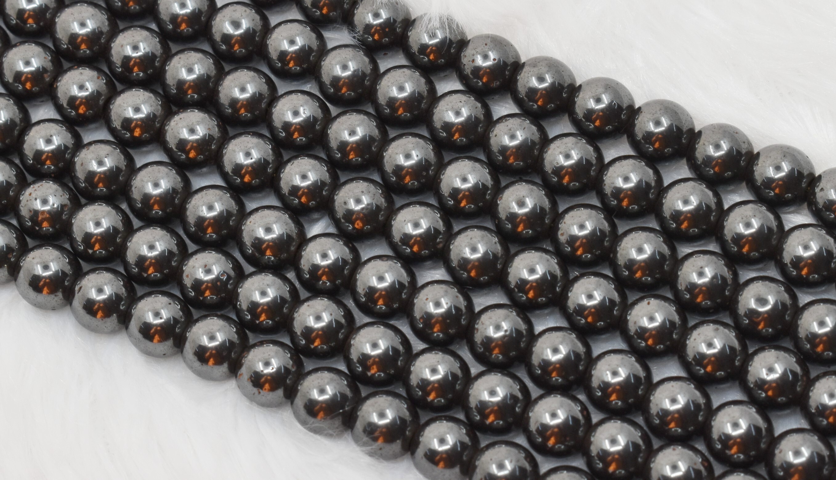8mm Hematite Beads, Gemstone Beads For Necklace - 100% Natural, Polished, 14.5 Inch Strand With Unique Round Beads, Ideal For Party Wear Jewelry