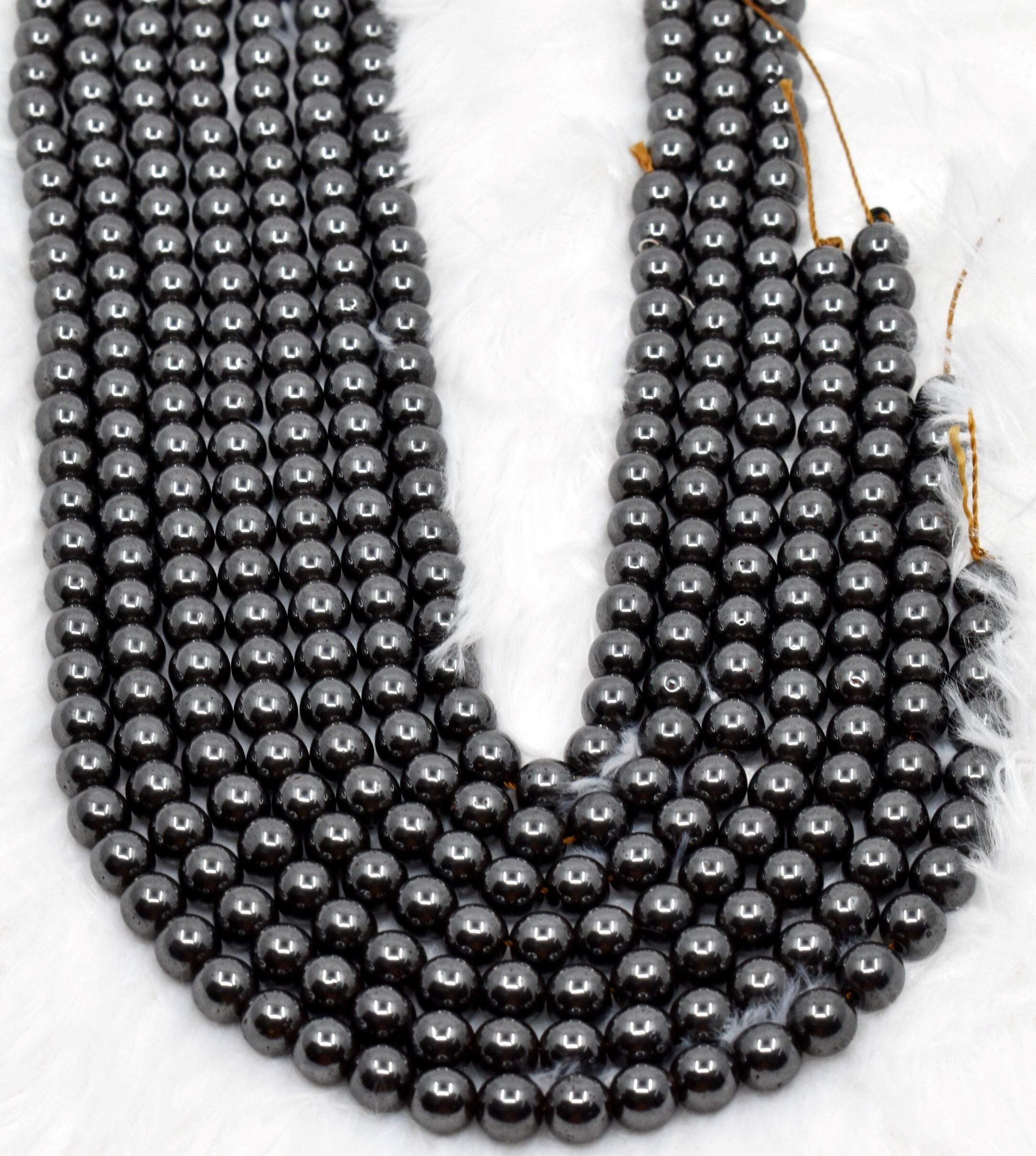 8mm Hematite Beads, Gemstone Beads For Necklace - 100% Natural, Polished, 14.5 Inch Strand With Unique Round Beads, Ideal For Party Wear Jewelry