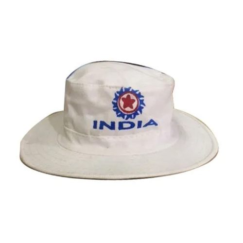 Cotton Cricket Hat - White Cotton Fabric, All Sizes | Customized Fit, Printed Pattern, Stylish Design for Male Players