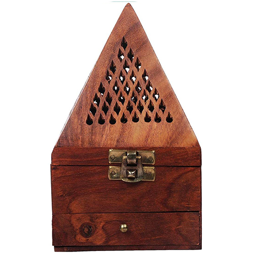 Sheesham Wood Incense Holder With Drawer - High-quality Sheesham Wood, Available In Various Sizes , Antique Imitation Style With Polished Finish