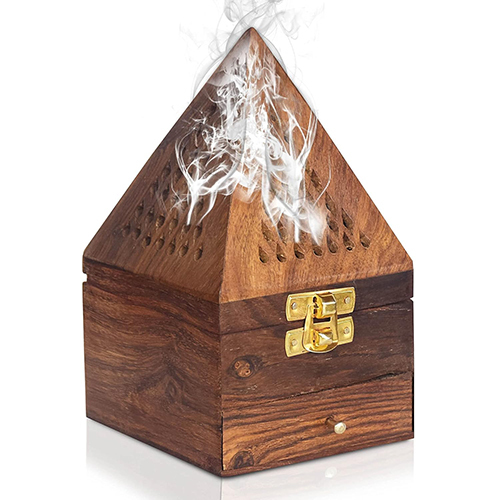 Sheesham Wood Incense Holder With Drawer - High-quality Sheesham Wood, Available In Various Sizes , Antique Imitation Style With Polished Finish