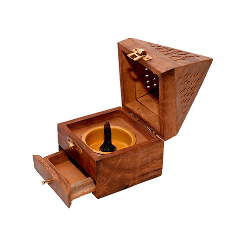 Sheesham Wood Incense Holder With Drawer - High-quality Sheesham Wood, Available In Various Sizes , Antique Imitation Style With Polished Finish