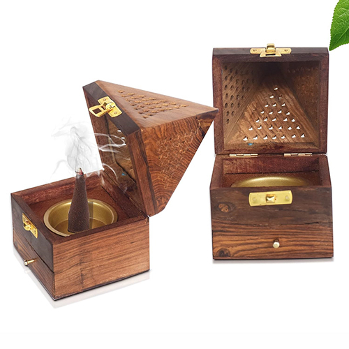 Sheesham Wood Incense Holder With Drawer - High-quality Sheesham Wood, Available In Various Sizes , Antique Imitation Style With Polished Finish