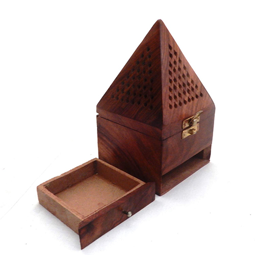Sheesham Wood Incense Holder With Drawer - High-quality Sheesham Wood, Available In Various Sizes , Antique Imitation Style With Polished Finish