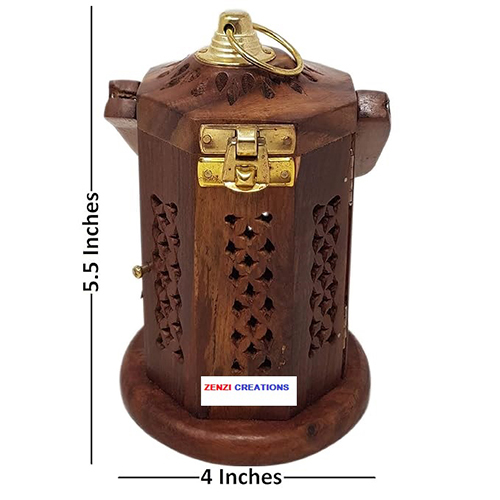 Lantern Shape Incense Holder - High-quality Wood, Various Sizes, Customizable Colors | Antique Imitation Style, Hand-carved Elegance
