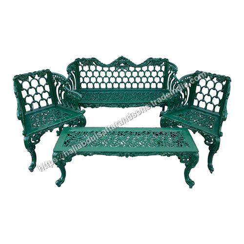 Antique Cast Iron Garden Sofa Set - Wrought Iron, Classic Green Finish | Durable, Easy to Clean, Fully Assembled
