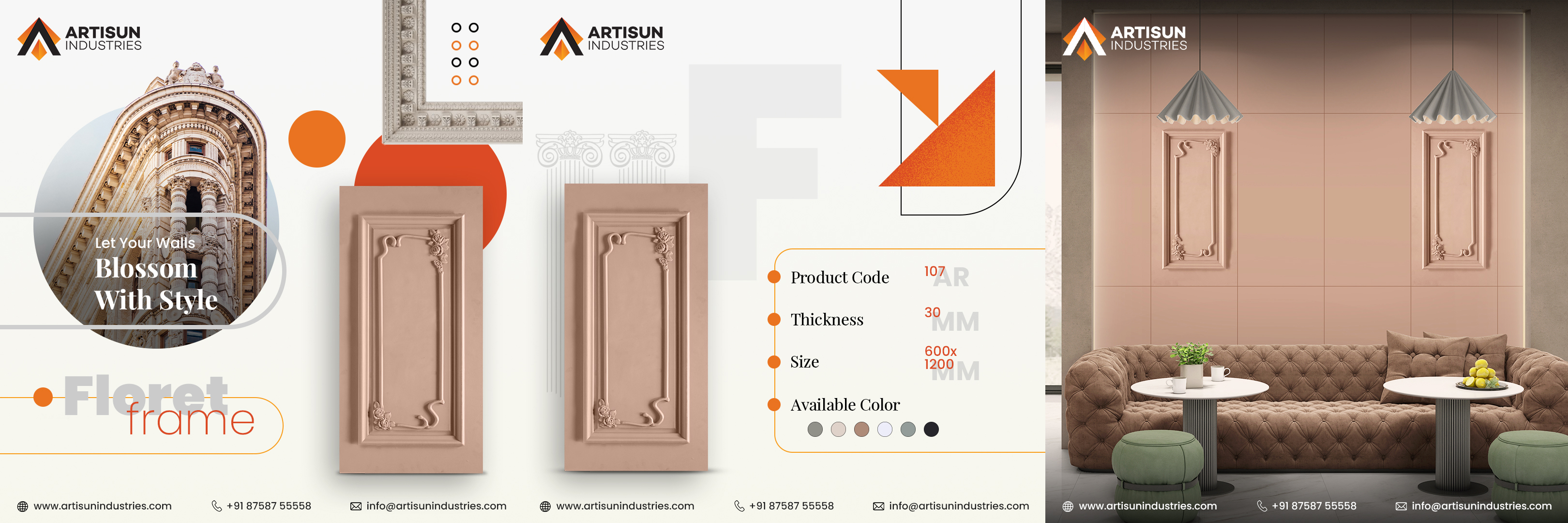 Floret Frame Pu Stone - 35mm Thickness, Cut-to-size Solid Surface | Polished Finish, Versatile Sizes And Colors Available