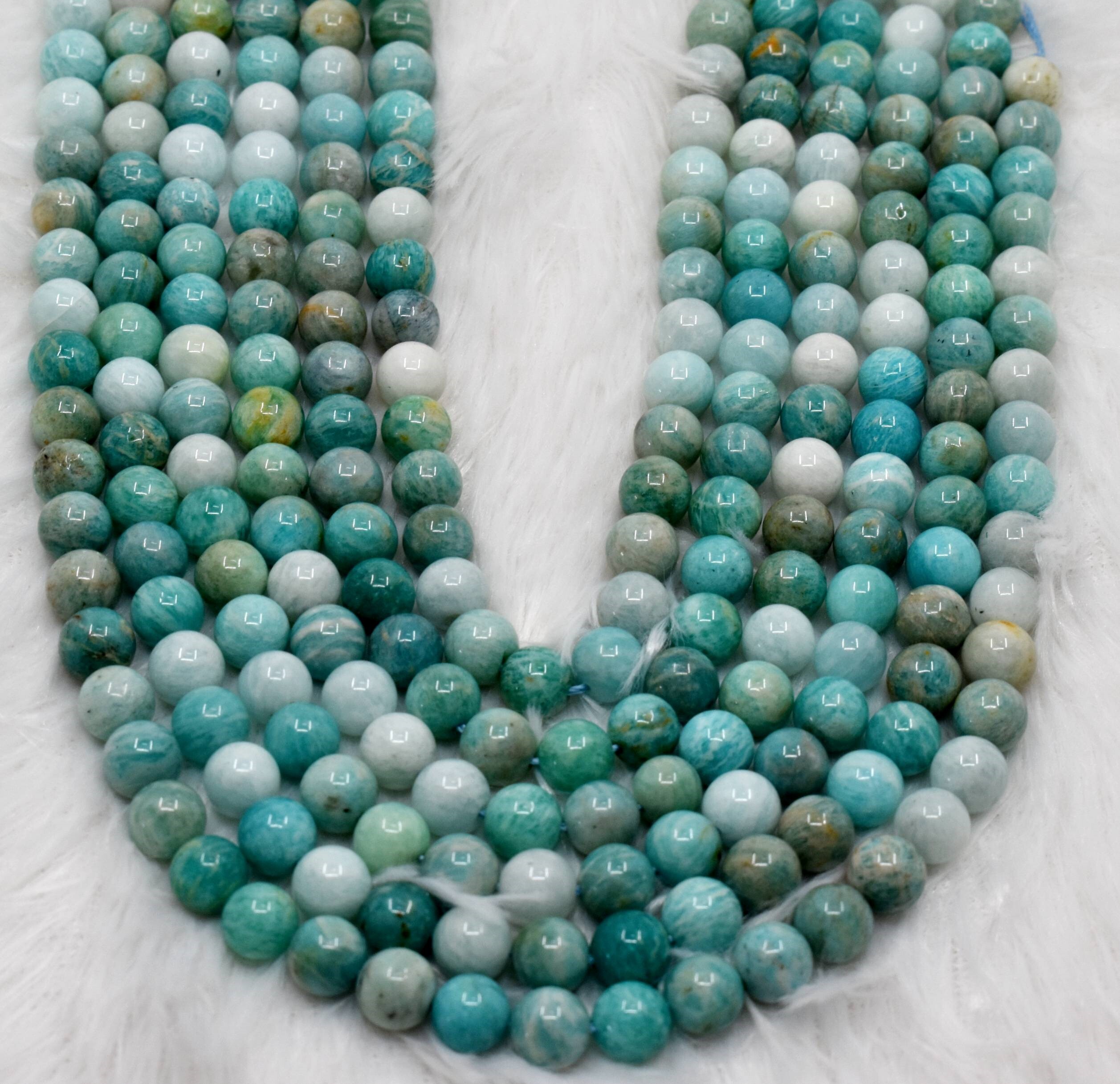 8mm Multi Amazonite Beads, Gemstone Beads For Necklace, Crystal Beads Jewelry - Polished Stone, 14.5 Inches, Unique Round Bead Design