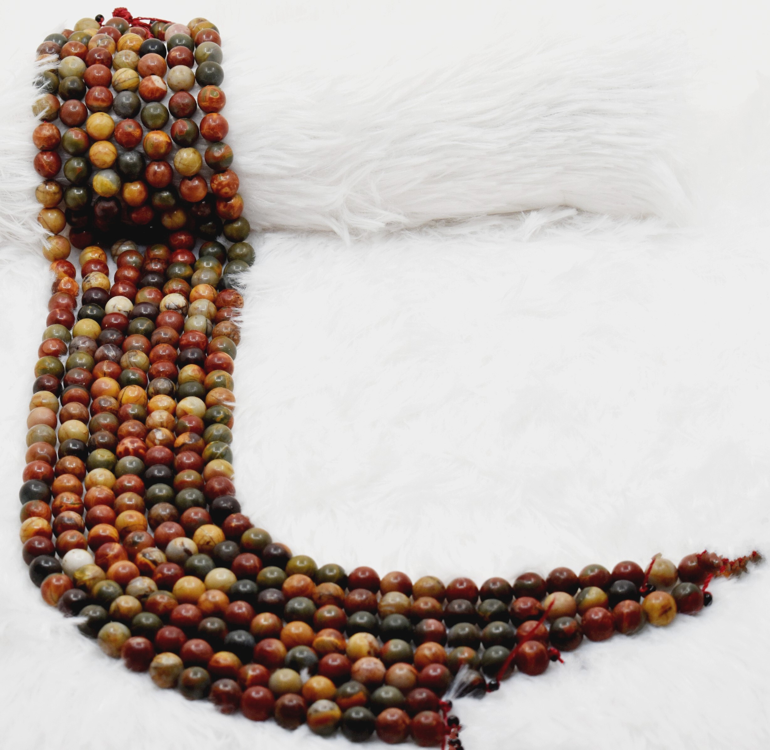 8mm Multi Picasso Jasper Beads - 14.5 Inches Strand Handcrafted Natural Stone Beads With Unique Textures And Polished Finish