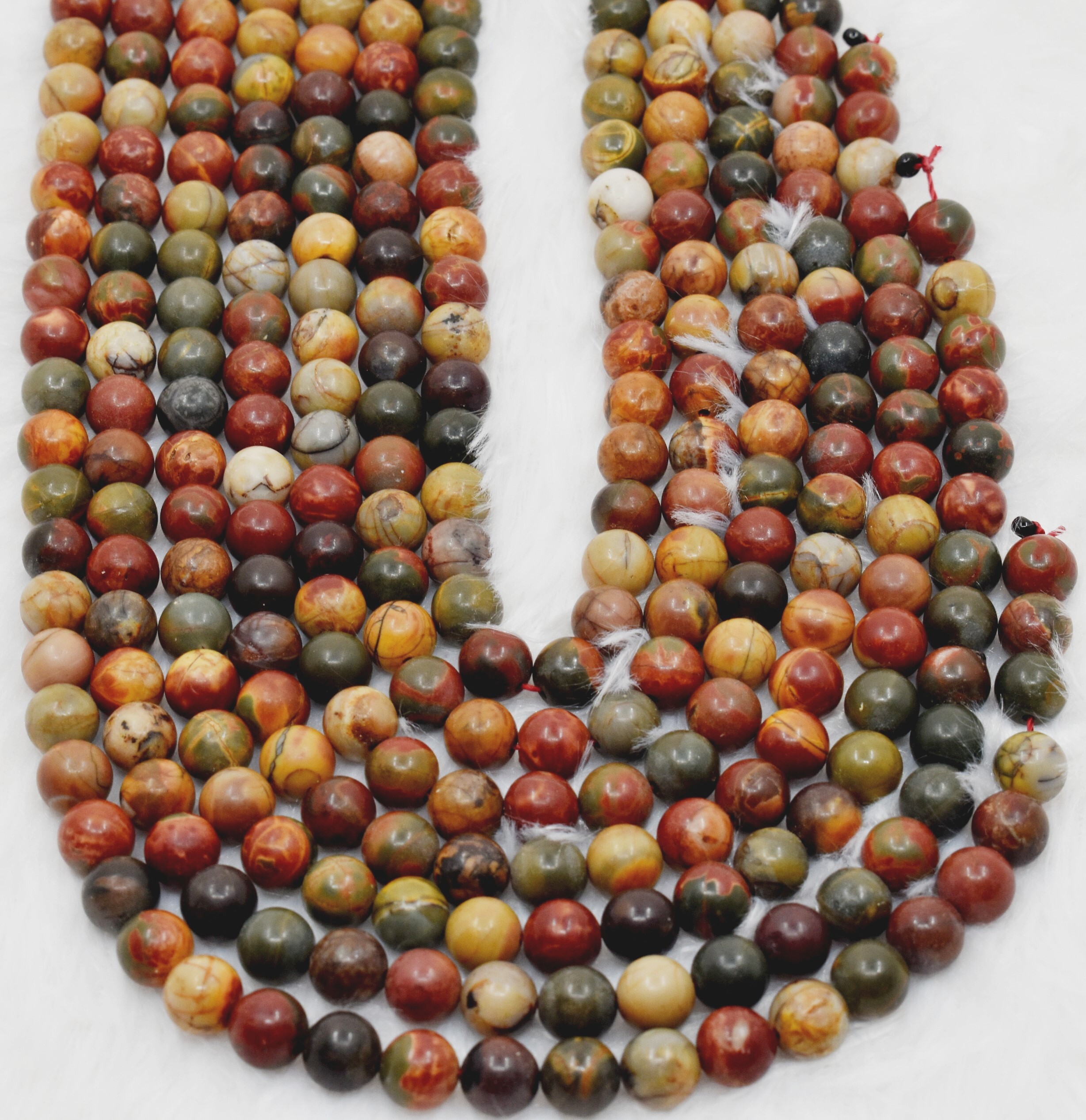 8mm Multi Picasso Jasper Beads - 14.5 Inches Strand Handcrafted Natural Stone Beads With Unique Textures And Polished Finish