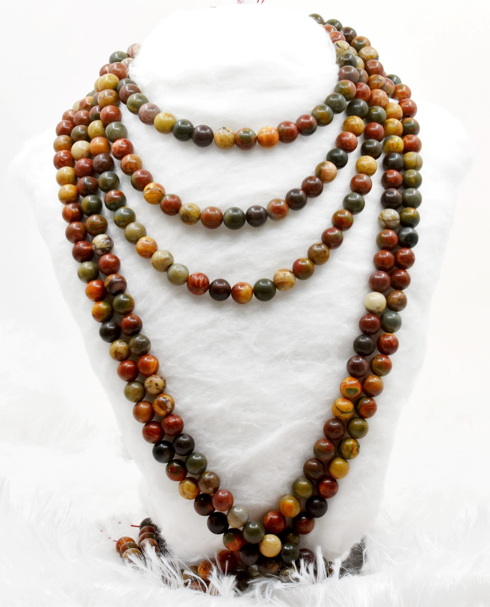8mm Multi Picasso Jasper Beads - 14.5 Inches Strand Handcrafted Natural Stone Beads With Unique Textures And Polished Finish
