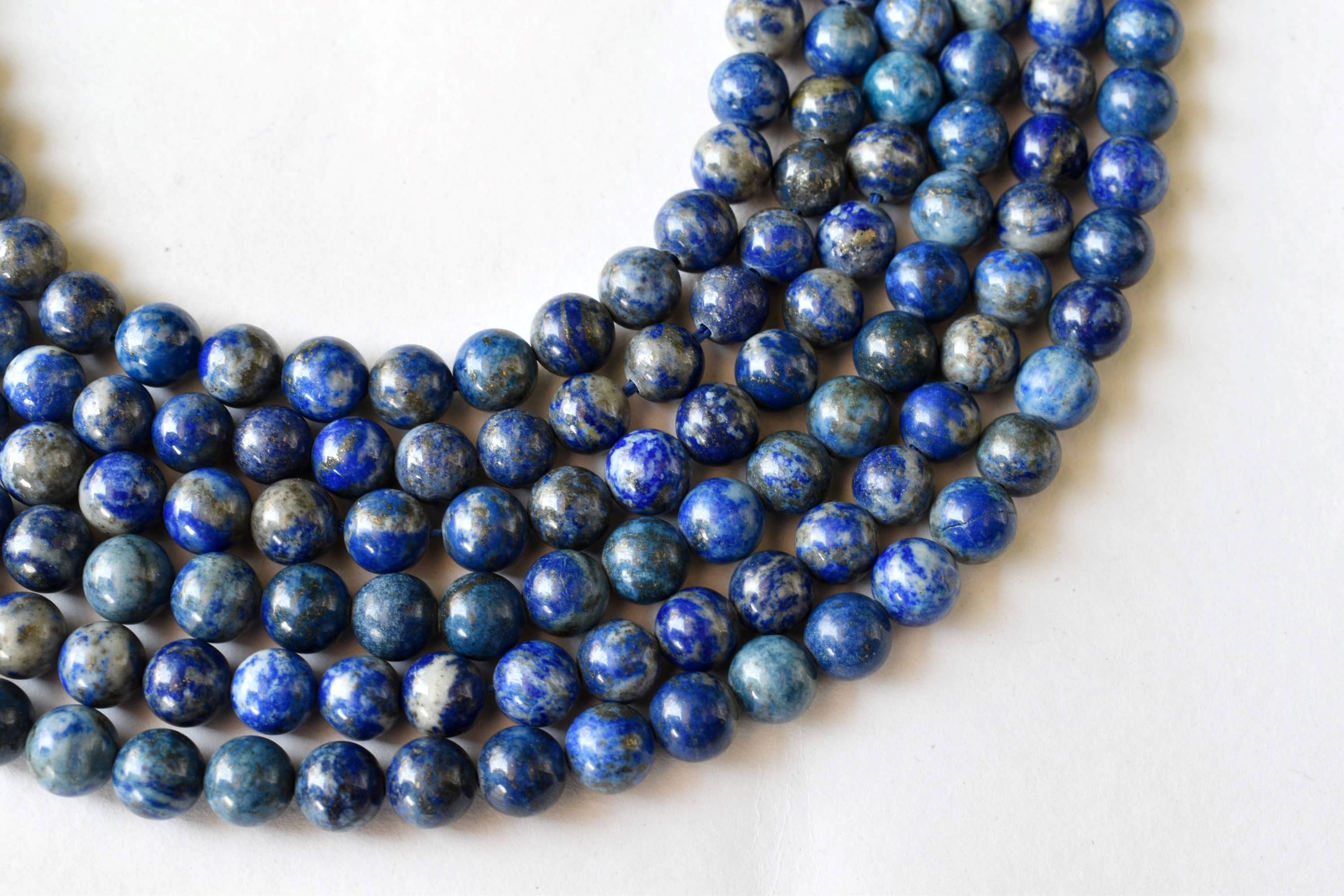 8mm Lapis Lazuli Beads - 14.5 Inch Strand Polished Round Beads With Unique Deep Hue And Subtle Specks For Elegant Jewelry Design