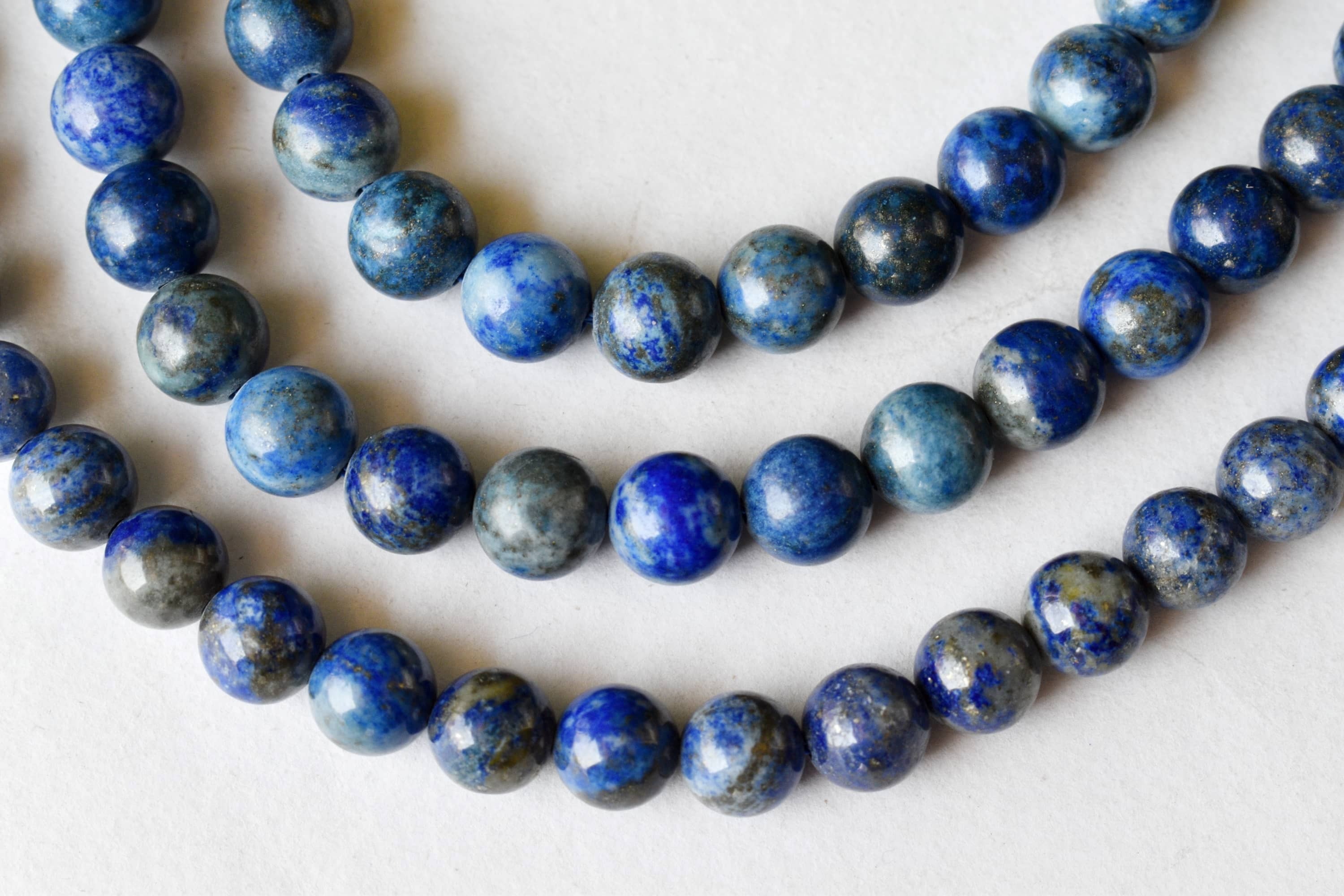 8mm Lapis Lazuli Beads - 14.5 Inch Strand Polished Round Beads With Unique Deep Hue And Subtle Specks For Elegant Jewelry Design
