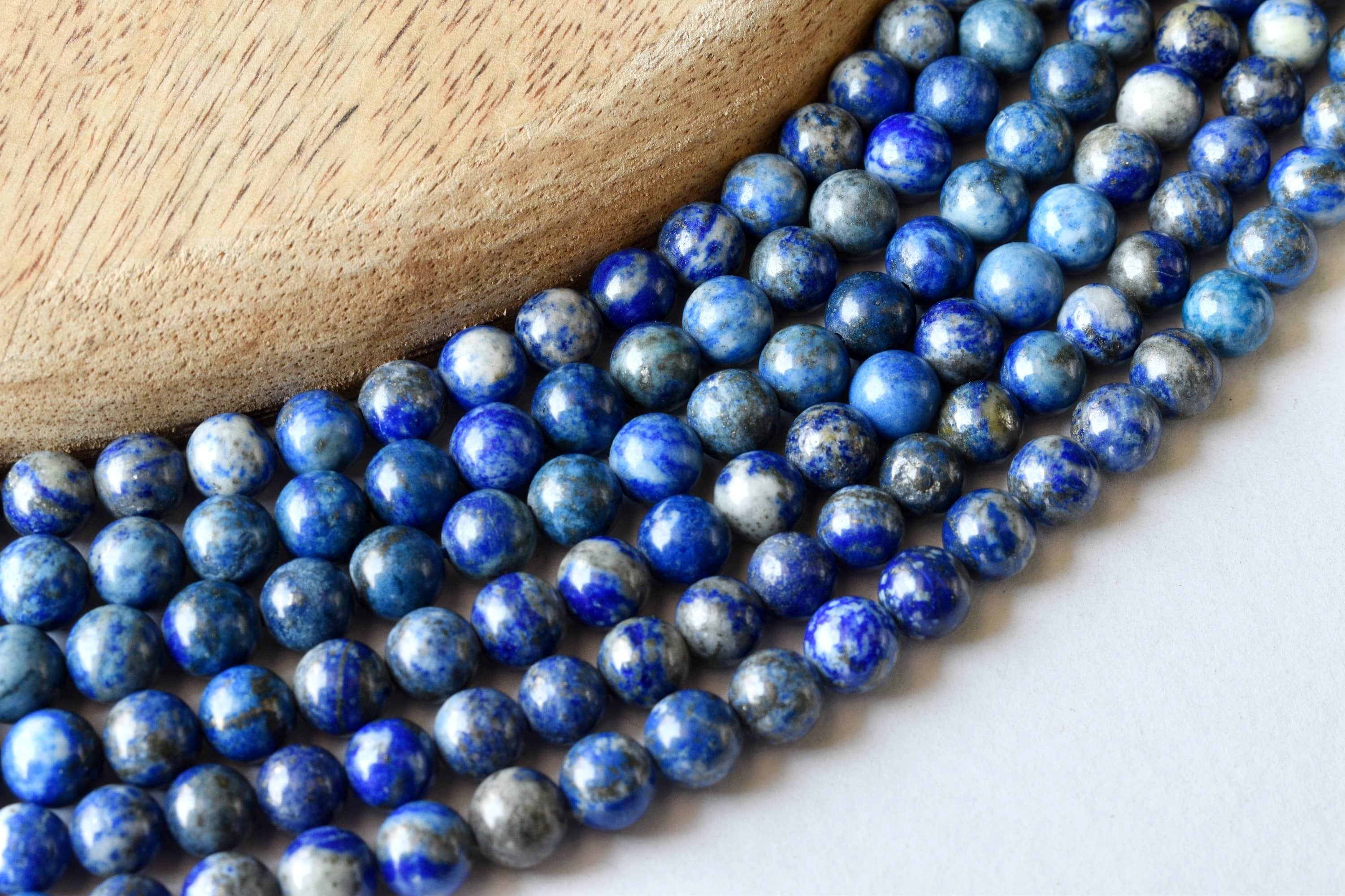 8mm Lapis Lazuli Beads - 14.5 Inch Strand Polished Round Beads With Unique Deep Hue And Subtle Specks For Elegant Jewelry Design