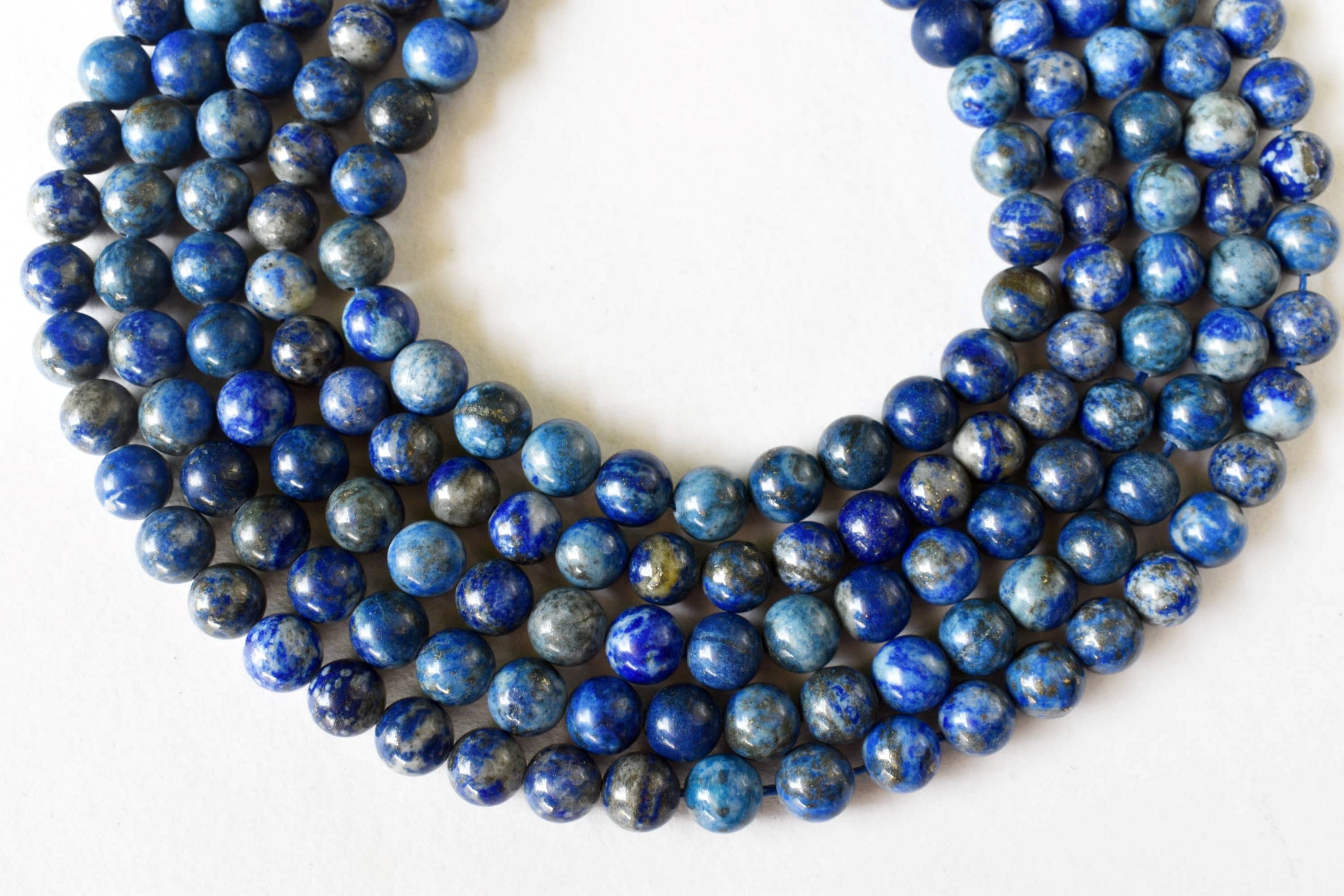 8mm Lapis Lazuli Beads - 14.5 Inch Strand Polished Round Beads With Unique Deep Hue And Subtle Specks For Elegant Jewelry Design
