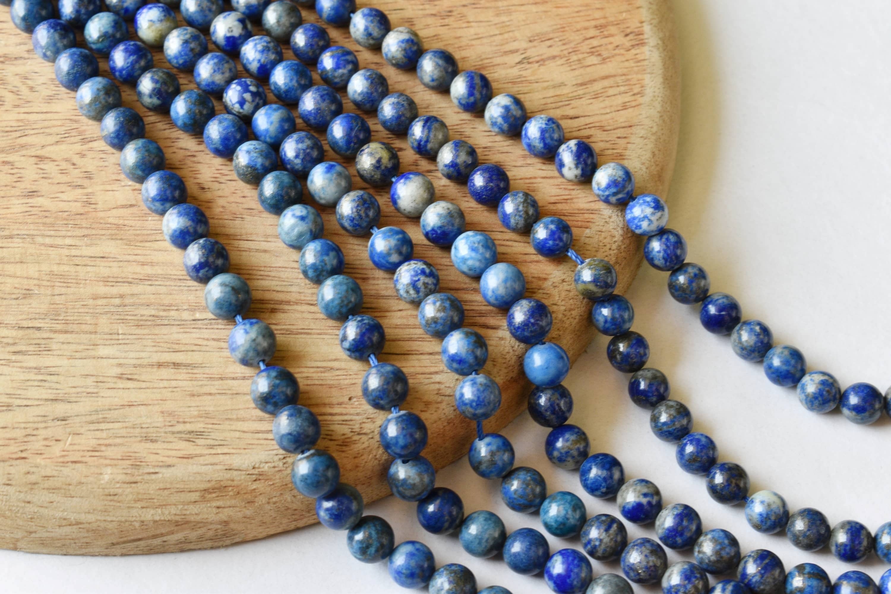 8mm Lapis Lazuli Beads - 14.5 Inch Strand Polished Round Beads With Unique Deep Hue And Subtle Specks For Elegant Jewelry Design