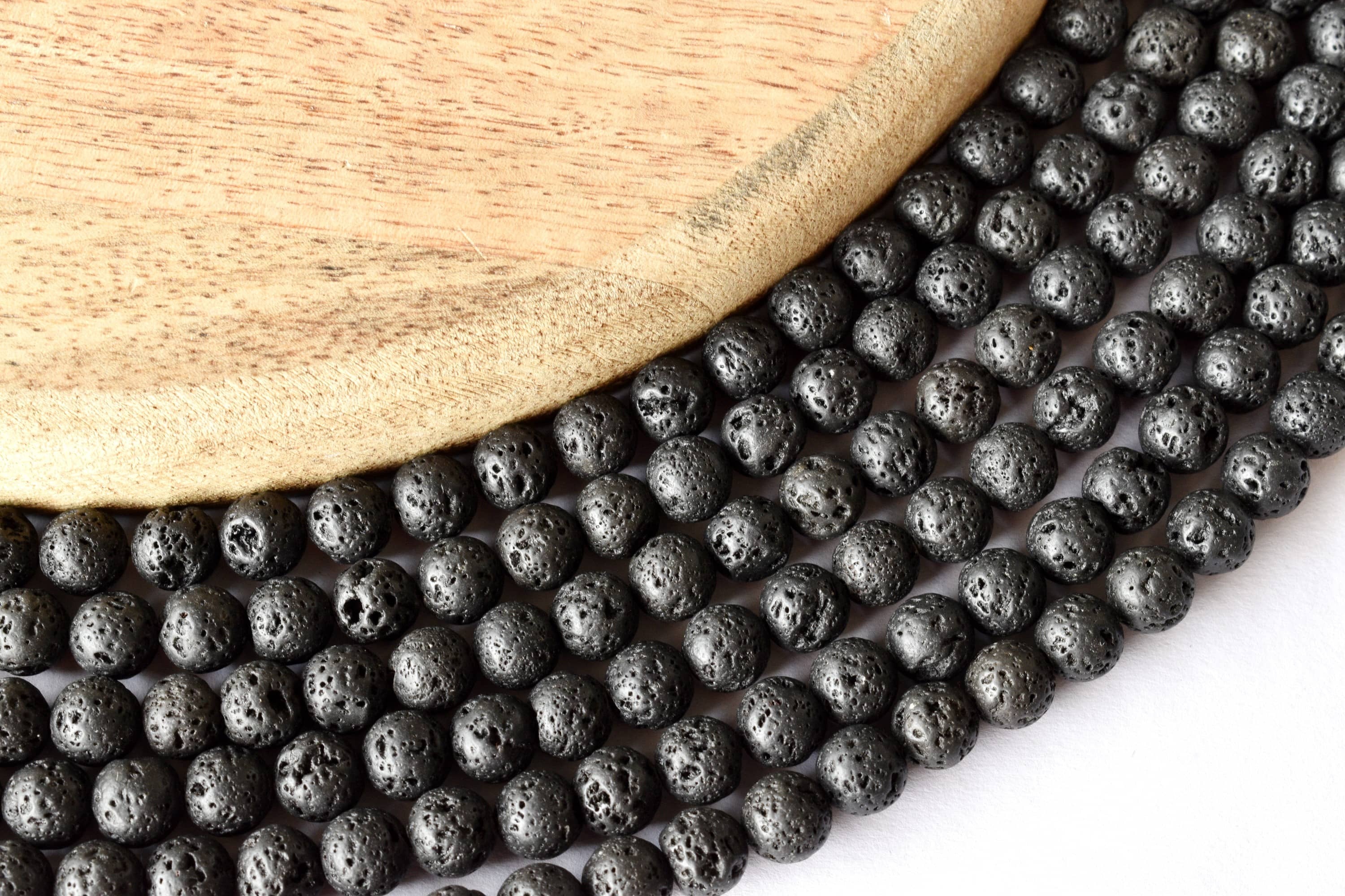 8mm Lava Beads Gemstone Beads For Necklace Crystal Beads Jewelry - Polished 14.5 Inch Length Unique Black Round Lava Beads With Subtle Specks