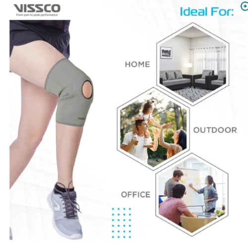 Neoprene Knee Brace - Durable & Stretchable Material | Ergonomic Design For Pain Relief & Injury Prevention, Open Patella Support In Gray, Available In S/m/l/xl/xxl