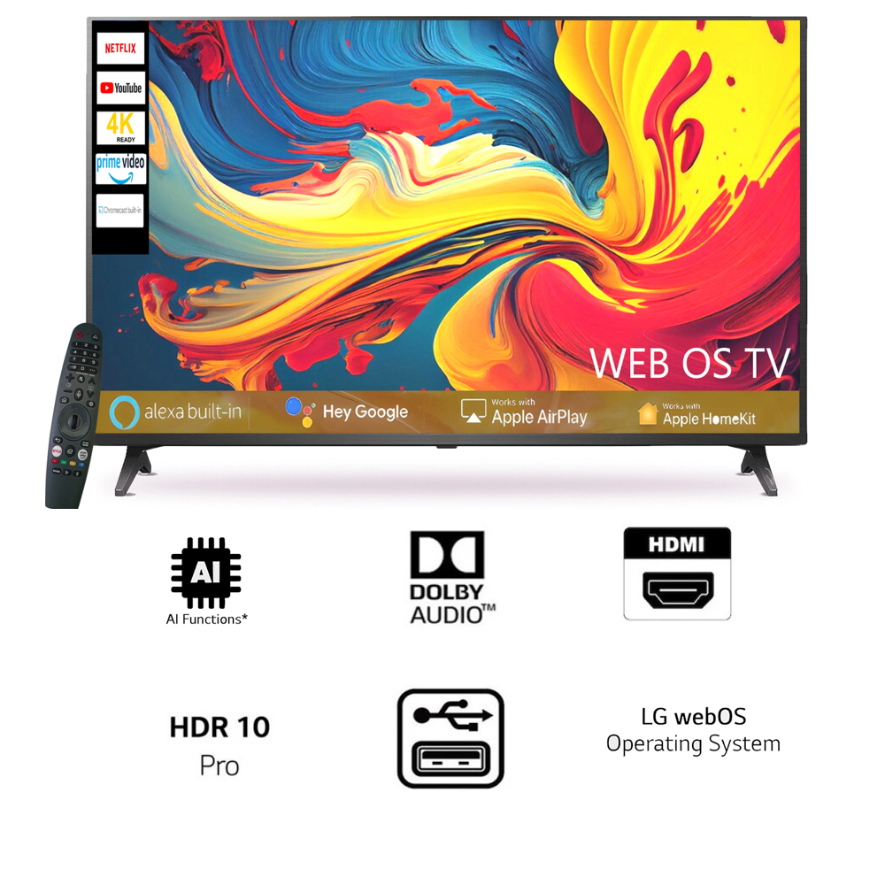 43 Inch Webos 4k Led Tv - Plastic & Glass, 3840 X 2160 Resolution, 4000:1 Contrast Ratio, Bluetooth, Front Camera | Smart Home Integration, Magic Remote, Hdmi, Dual Lan